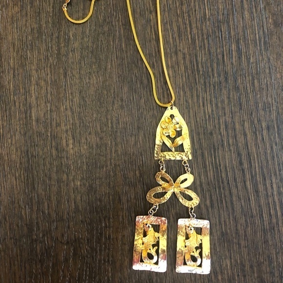 Vintage Biagi Piesces long necklace, gold tone cca.1970’s - Picture 2 of 9